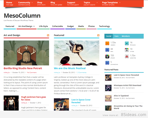 Theme WordPress làm diễn đàn forum miễn phí - MesoColumn-Free-Theme