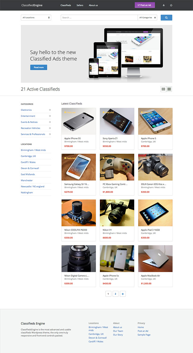 Theme WordPress làm website rao vặt - ClassifiedEngine