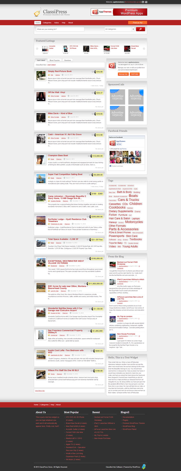 Theme WordPress làm website rao vặt - ClasssiPress
