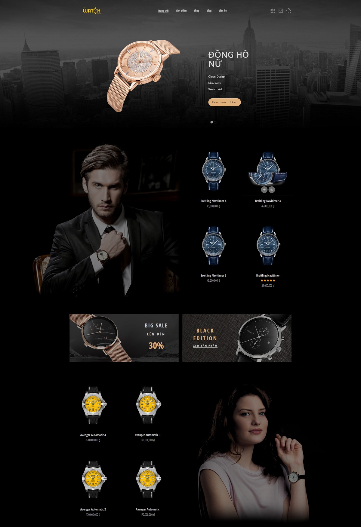 Theme WordPress Elementor bán đồng hồ