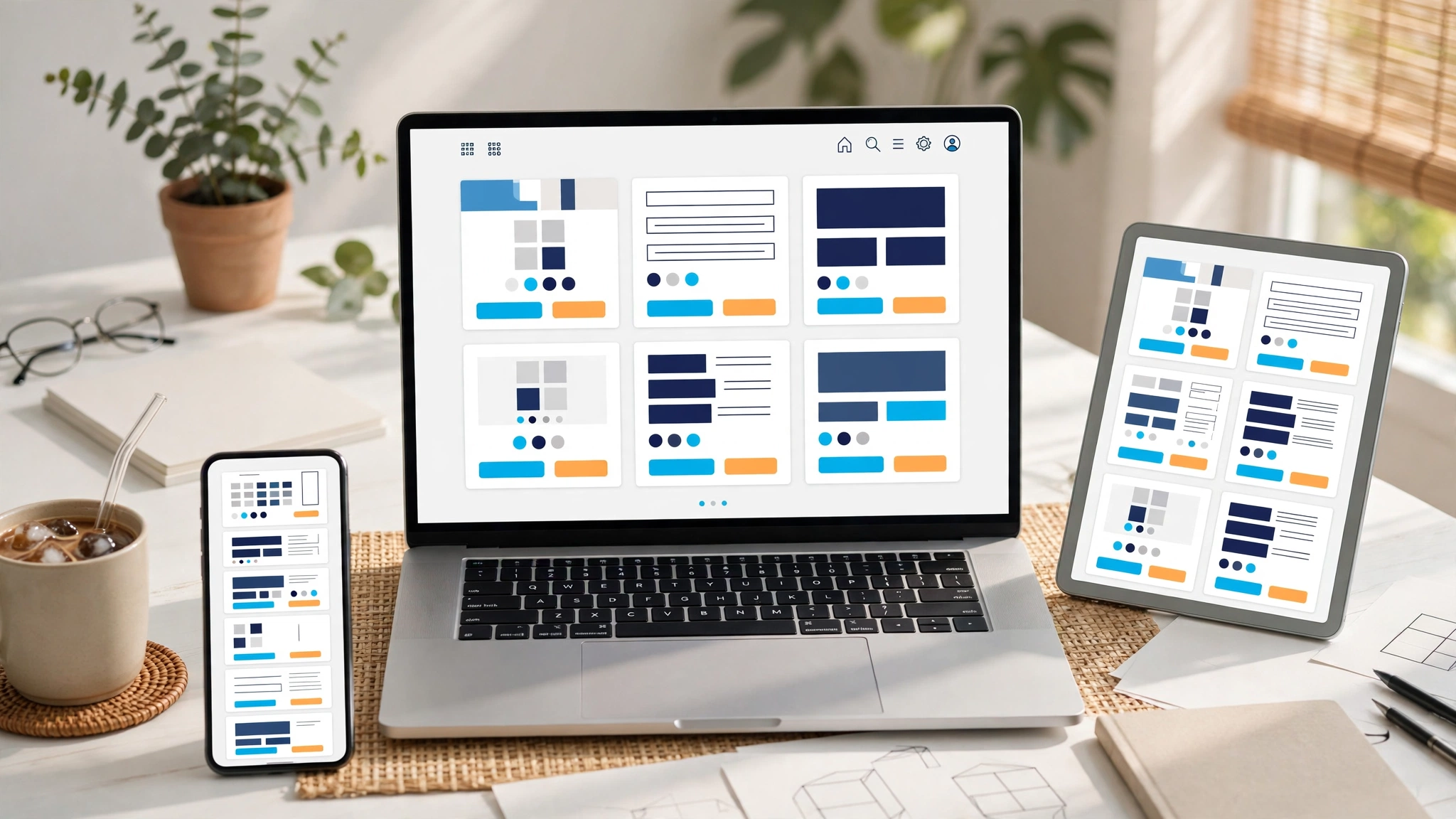 Lưới thẻ theme WordPress cho shop, blog và tin tức trên cửa hàng trực tuyến, minh họa hướng dẫn sử dụng theme WordPress cho người mới
