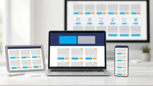 Mua theme WordPress giá rẻ uy tín - laptop, điện thoại và tablet hiển thị cùng một giao diện shop WordPress responsive trên cửa hàng theme trực tuyến sáng và hiện đại