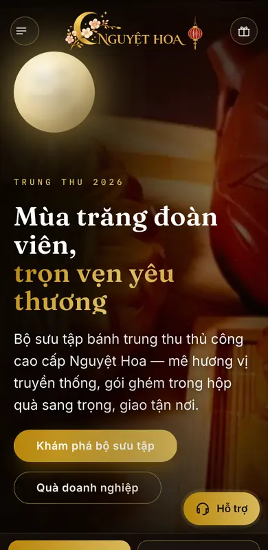 Giao diện Theme WordPress bán bánh trung thu mẫu số 2 trên điện thoại