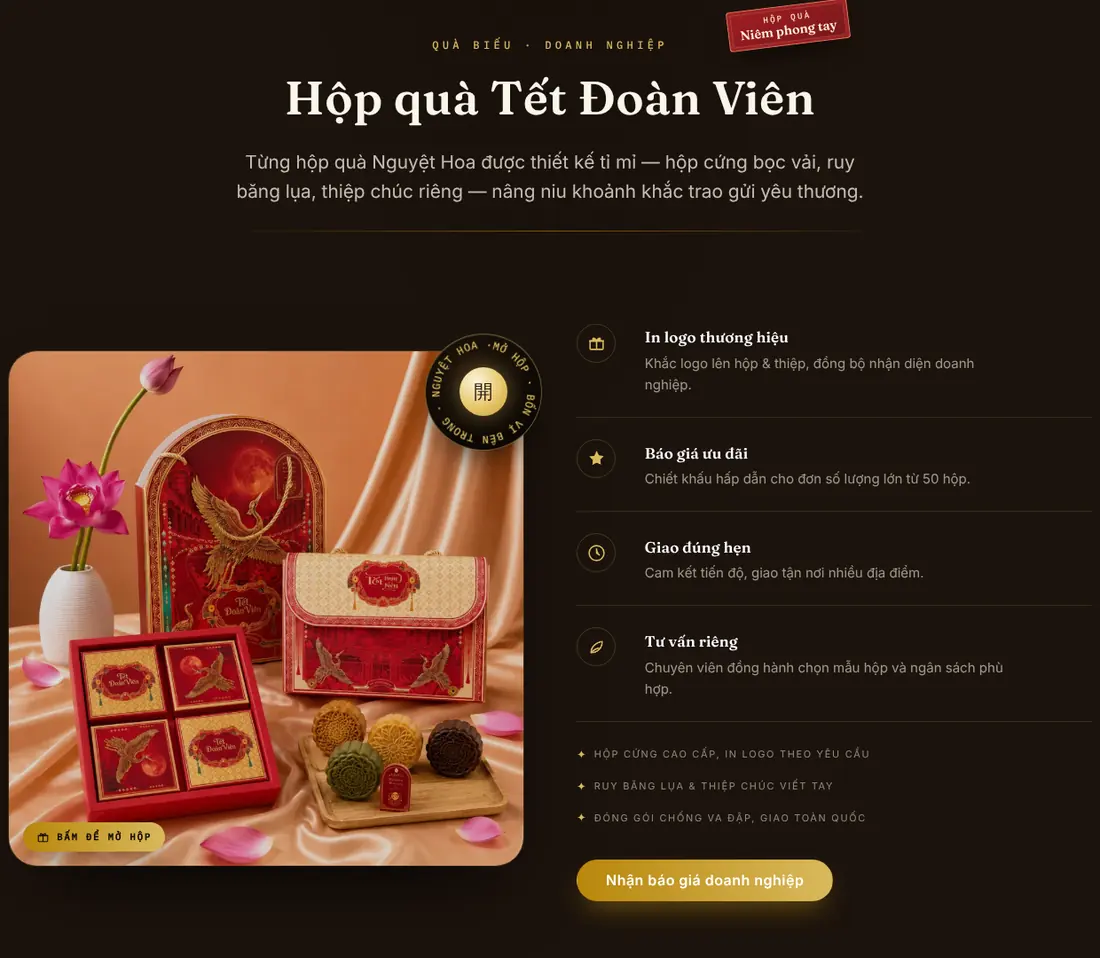 Khối quà tặng doanh nghiệp – Theme WordPress bán bánh trung thu mẫu số 2