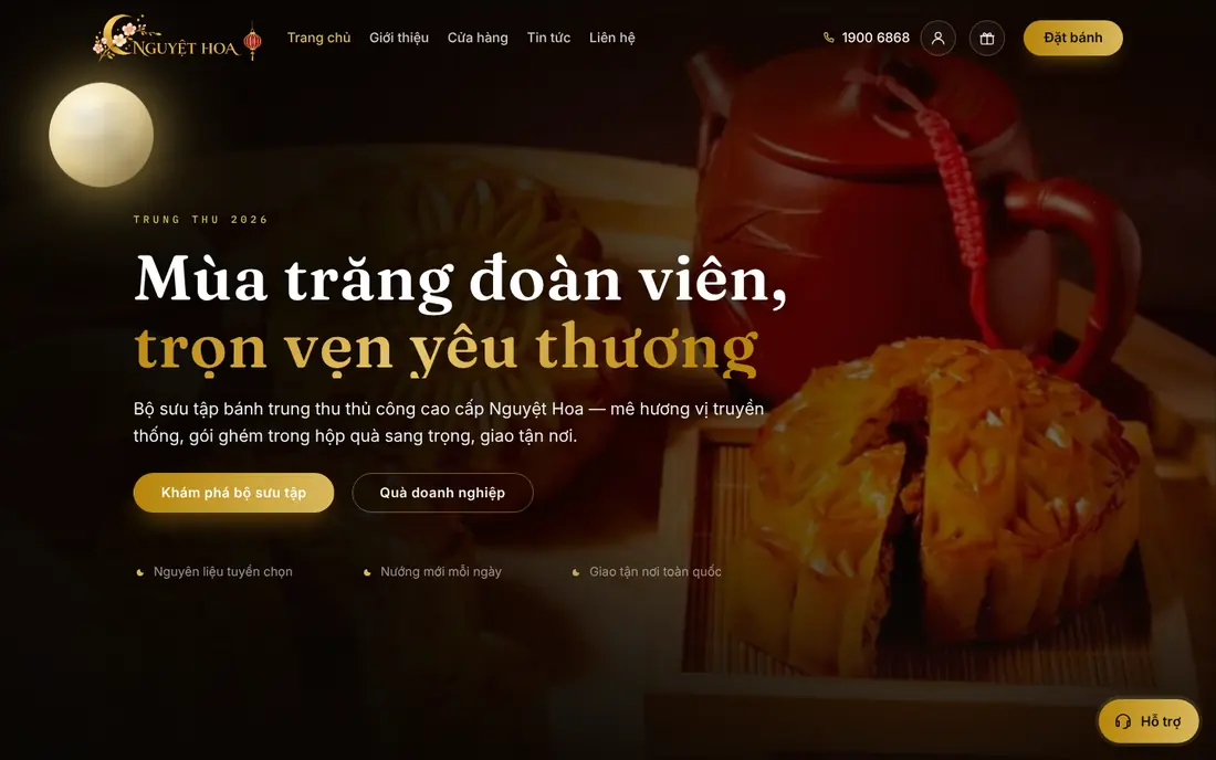Trang chủ Theme WordPress bán bánh trung thu mẫu số 2 trên máy tính