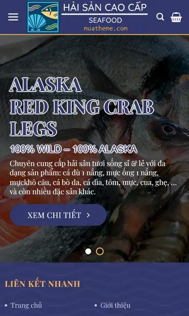Giao diện trên điện thoại – Theme Wordpress bán hải sản tươi sống cao cấp số 2