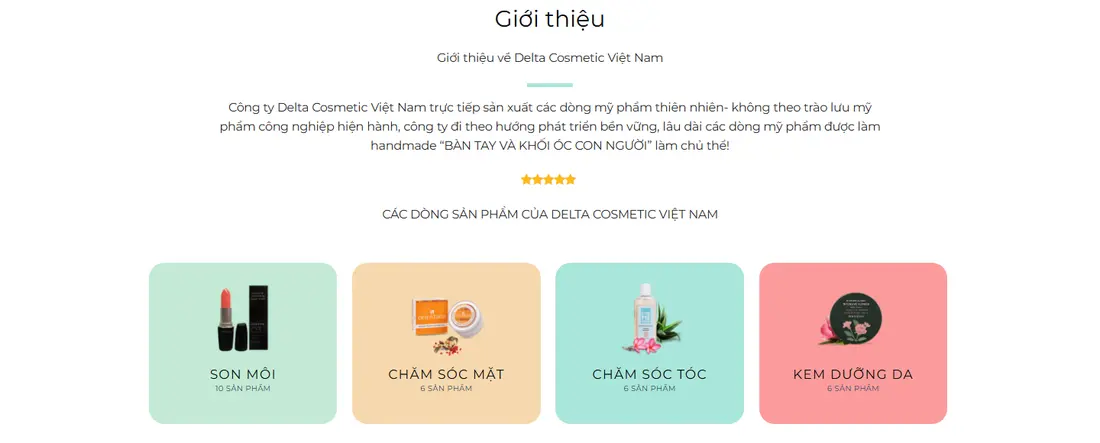 Khối giới thiệu thương hiệu – Theme Wordpress bán mỹ phẩm mẫu số 26