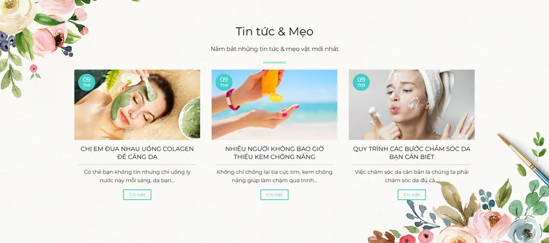 Khối tin tức và mẹo làm đẹp – Theme Wordpress bán mỹ phẩm mẫu số 26