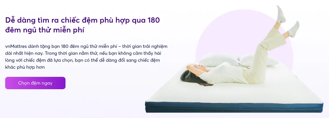 Khối chương trình ngủ thử có nút chọn đệm – Theme WordPress bán nệm mẫu số 4 vnMattres
