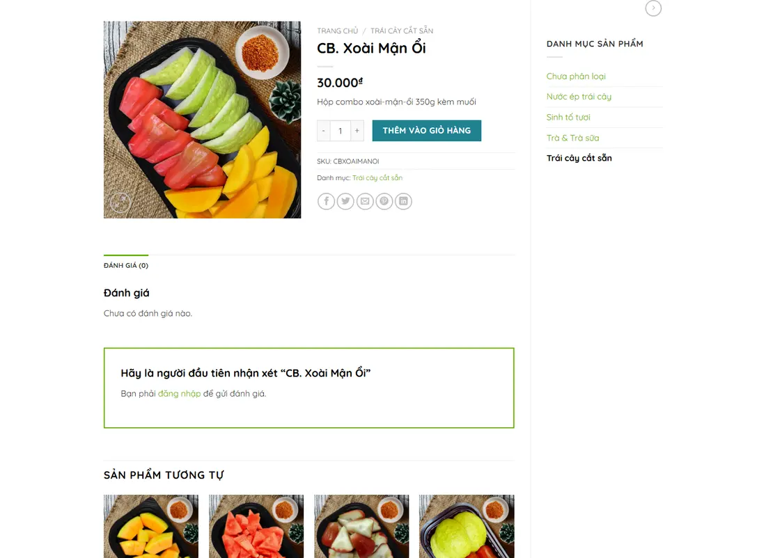 Trang chi tiết sản phẩm – Theme wordpress bán nước ép trái cây, thực phẩm, rau củ quả