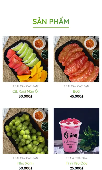 Giao diện trên điện thoại – Theme wordpress bán nước ép trái cây, thực phẩm, rau củ quả