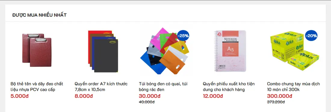 Khối sản phẩm bán chạy – Theme wordpress bán sách , văn phòng phẩm mẫu số 2