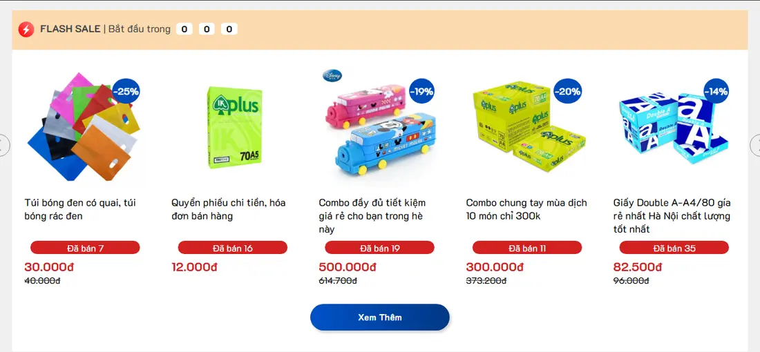 Khối ưu đãi Flash Sale – Theme wordpress bán sách , văn phòng phẩm mẫu số 2