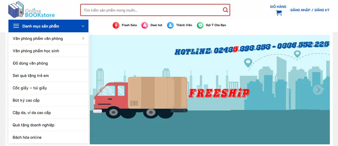 Giao diện trang chủ – Theme wordpress bán sách , văn phòng phẩm mẫu số 2