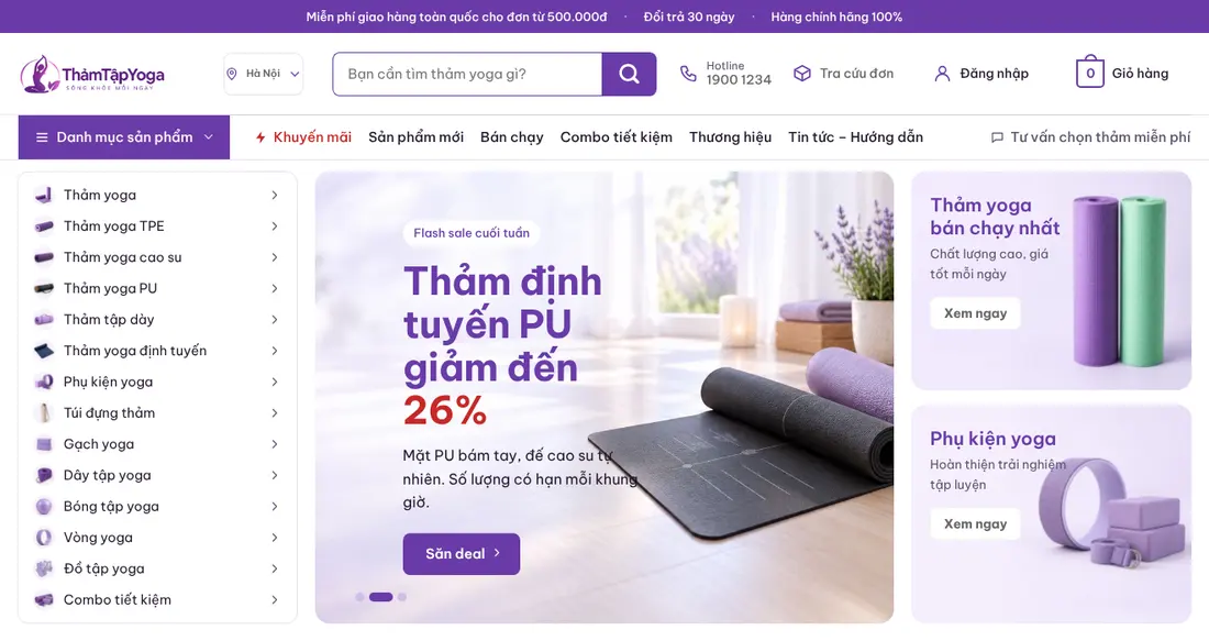 Trang chủ – Theme WordPress bán thảm tập yoga