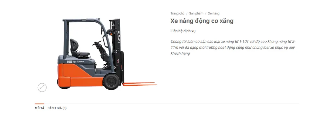 Trang chi tiết sản phẩm – Theme WordPress bán xe nâng, cho thuê xe nâng