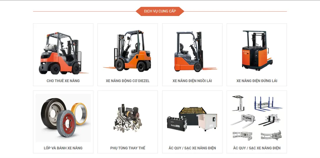 Khối dịch vụ cung cấp – Theme WordPress bán xe nâng, cho thuê xe nâng