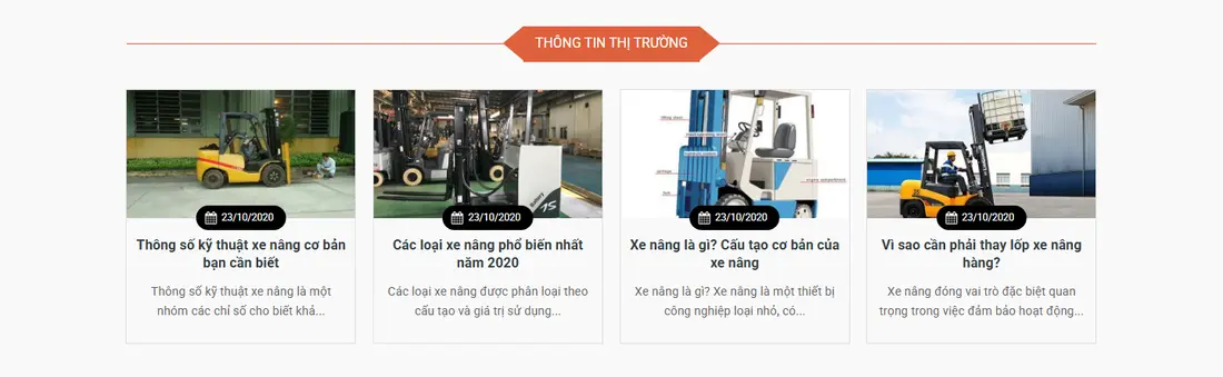 Khối thông tin thị trường – Theme WordPress bán xe nâng, cho thuê xe nâng