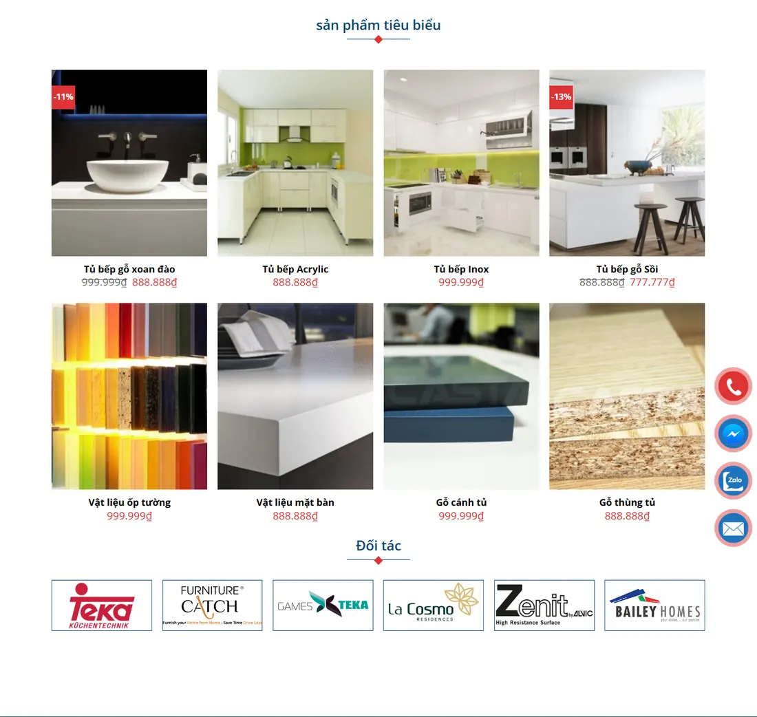 Khối sản phẩm nội thất tiêu biểu – Theme Wordpress công ty Xây dựng - Nội thất mẫu số 9
