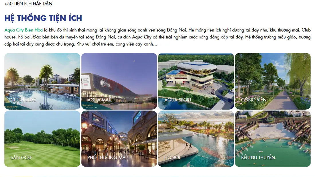 Khối hệ thống tiện ích – Theme Wordpress dự án động sản đẹp AquaCity - số 41