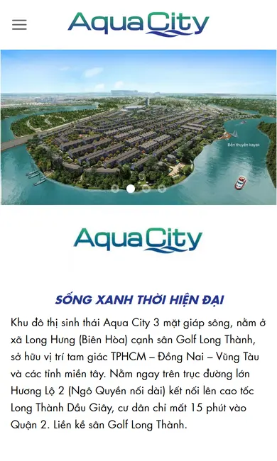 Giao diện trên điện thoại – Theme Wordpress dự án động sản đẹp AquaCity - số 41