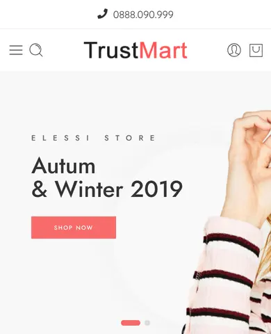 Giao diện trên điện thoại – Theme Wordpress Elementor thời trang mẫu số 1