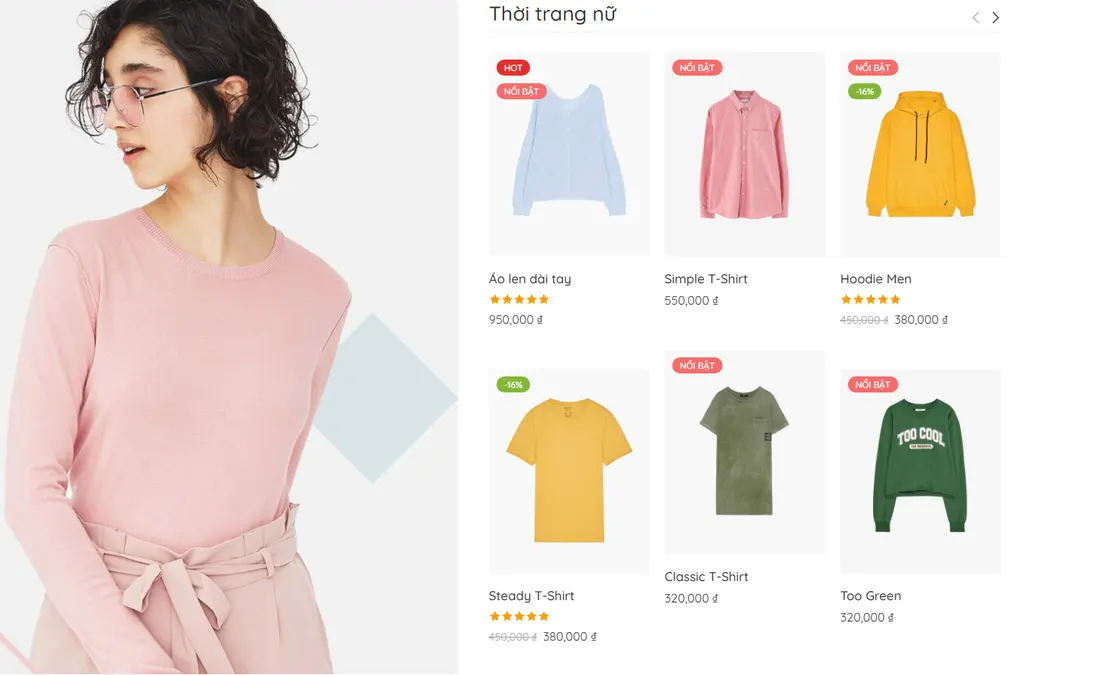 Khối bộ sưu tập thời trang nữ – Theme Wordpress Elementor thời trang mẫu số 1