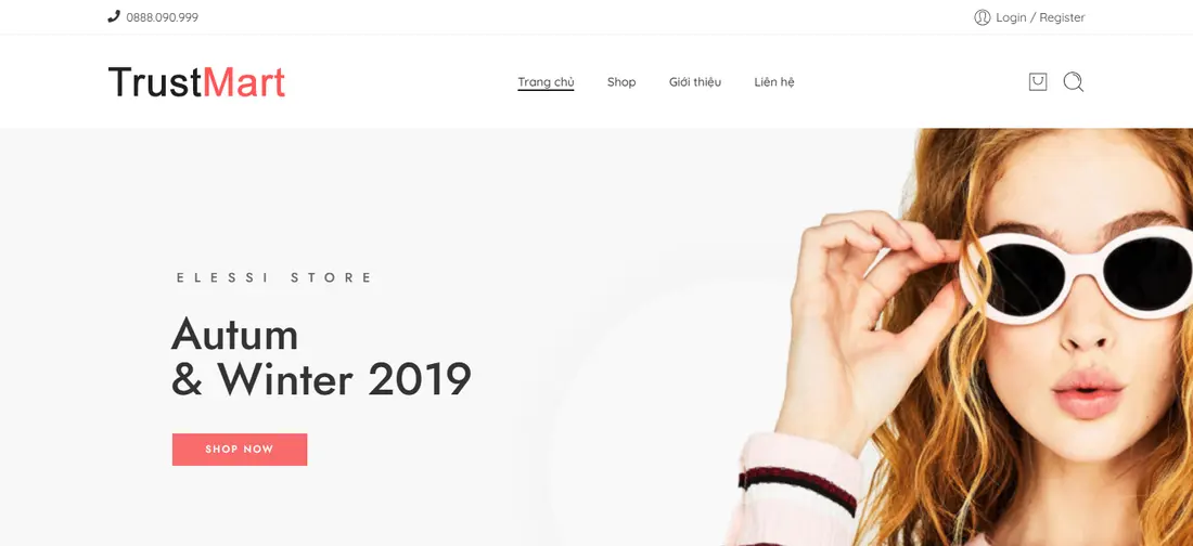 Giao diện trang chủ – Theme Wordpress Elementor thời trang mẫu số 1