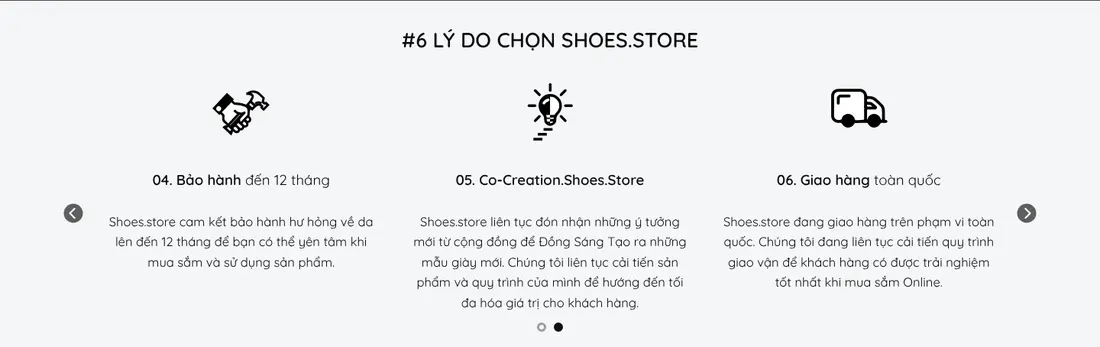 Khối lý do chọn shop dạng trượt – Theme WordPress giày da cao cấp cho nam mẫu số 6
