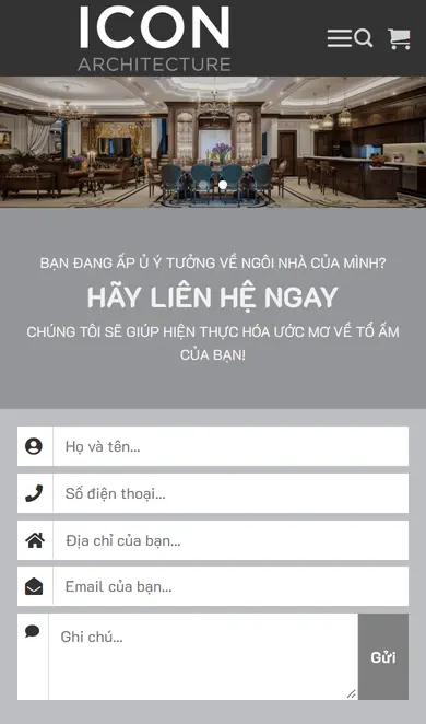 Giao diện trên điện thoại – Theme Wordpress kiến trúc - nội thất mẫu số 3 - Icon Architecture