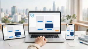 So sánh theme WordPress nulled, share license và theme chính hãng trên laptop, tablet và điện thoại với giao diện responsive sáng, hiện đại