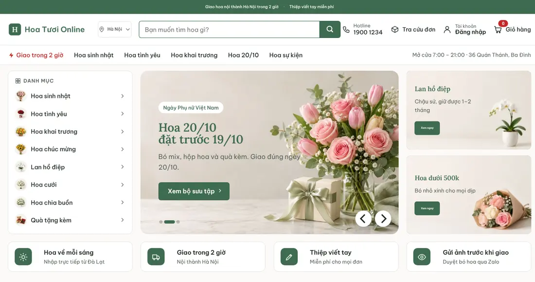 Trang chủ – Theme WordPress shop hoa mẫu số 6