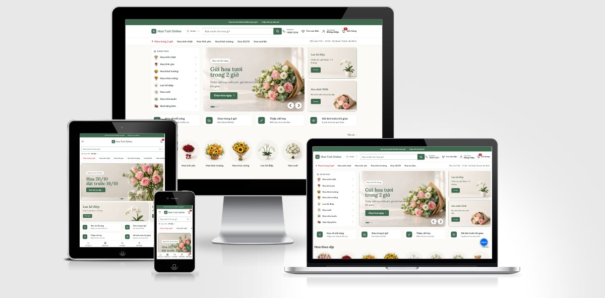 Giao diện theme WordPress shop hoa mẫu số 6