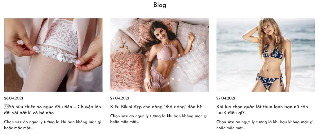 Khối blog kiến thức – Theme WordPress thời trang bán bikini, nội y