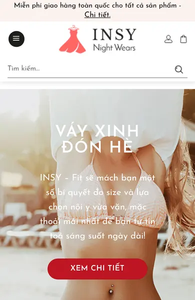 Giao diện Theme WordPress thời trang bán bikini, nội y trên điện thoại