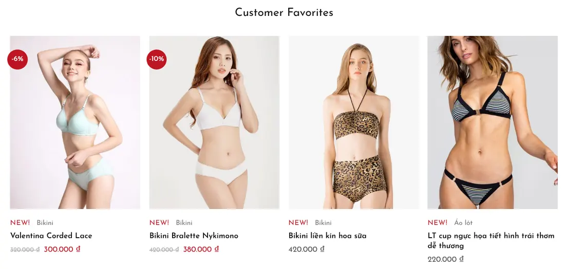 Khối sản phẩm được yêu thích – Theme WordPress thời trang bán bikini, nội y
