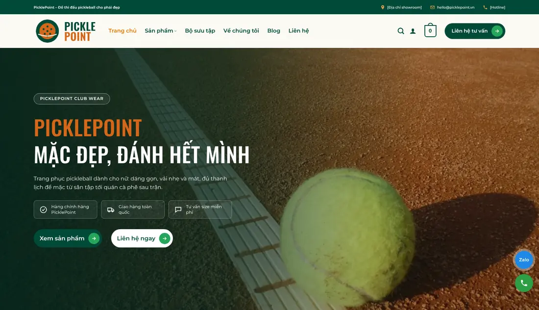Trang chủ Theme WordPress thời trang số 35 Pickle Ball trên máy tính
