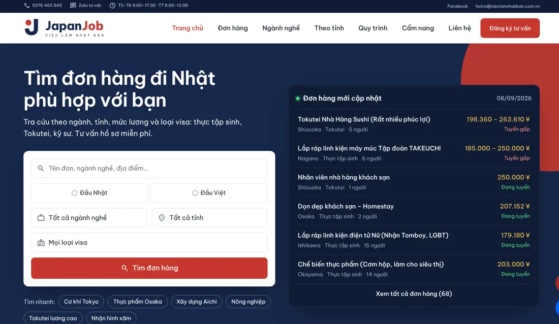 Trang chủ – Theme WordPress tuyển dụng việc làm Nhật Bản JapanJob